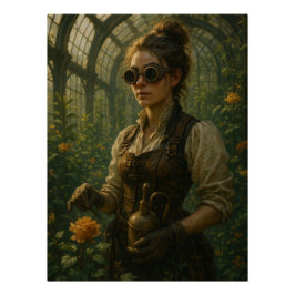 Steampunk Victorian Gardener Art ポスター
