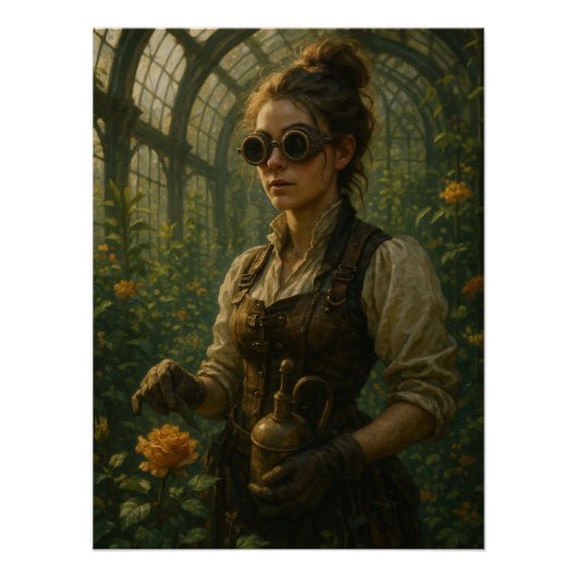 Steampunk Victorian Gardener Art ポスター (正面)