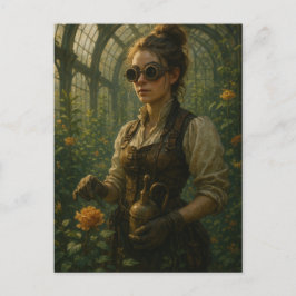 Steampunk Victorian Gardener Art ポストカード