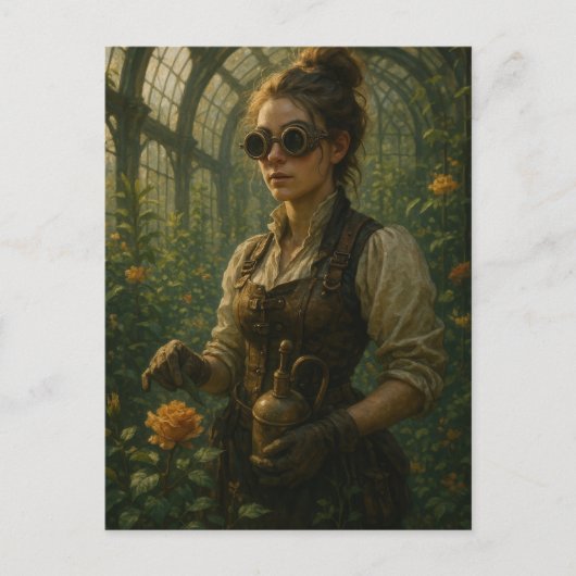 Steampunk Victorian Gardener Art ポストカード (正面)