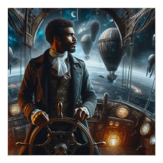 Steampunk Victorian Space Air Captain ポスター (正面)