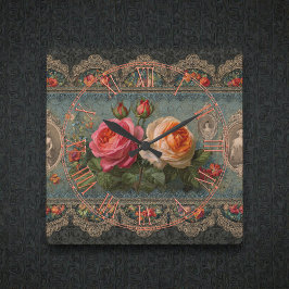 Steampunk Victorian Wall Clock スクエア壁時計