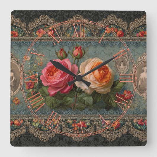 Steampunk Victorian Wall Clock スクエア壁時計 (正面)