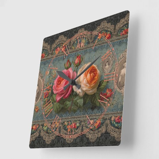 Steampunk Victorian Wall Clock スクエア壁時計 (傾斜)