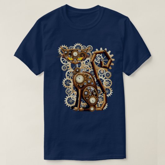 Steampunk Vintage Clockwork Cat  Tシャツ (デザイン正面)