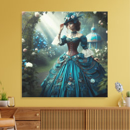 Steampunk Vintage Victorian Garden Lady キャンバスプリント