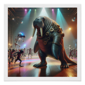 Steampunk Walrus In Disco With His Demonic Army ポスター