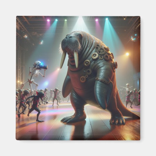 Steampunk Walrus In Disco With His Demonic Army マグネット (正面)