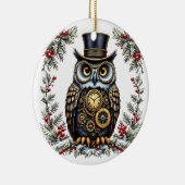 Steampunk Weihnachts-Eule セラミックオーナメント (右)