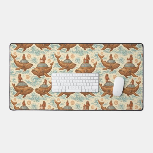Steampunk Whale Sub Voyage デスクマット (キーボード&マウス)