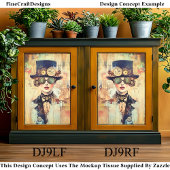 Steampunk Woman CollageポートレートDJ9RF Decompage 薄葉紙