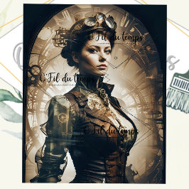 Steampunk Woman Decoupage v1 薄葉紙