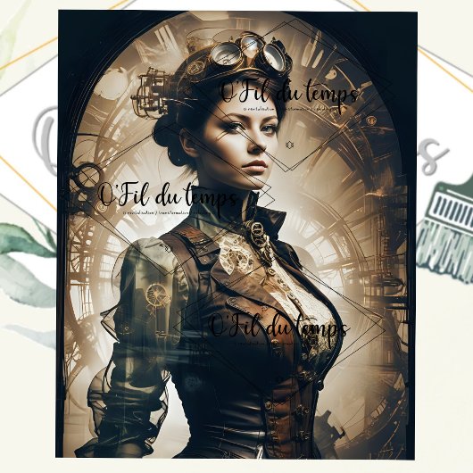 Steampunk Woman Decoupage v1 薄葉紙