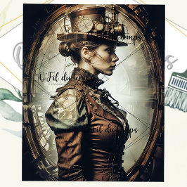 Steampunk Woman Decoupage v2 薄葉紙
