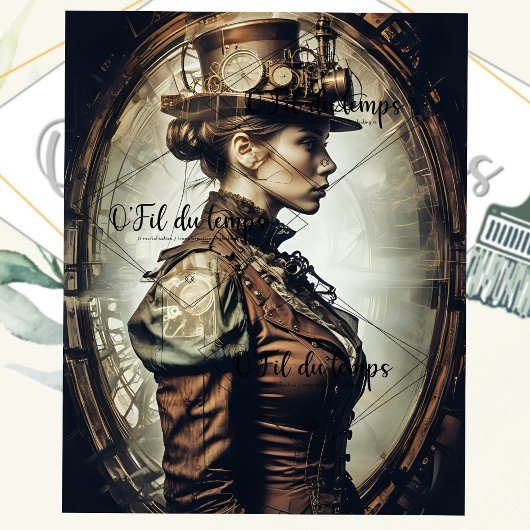 Steampunk Woman Decoupage v2 薄葉紙