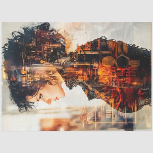 Steampunk Woman Decoupage v6 薄葉紙 (正面)