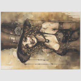 Steampunk Woman Portrait Decoupage | Victorian 薄葉紙