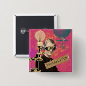 Steampunk Woman Trailblazer Pop Art  缶バッジ (正面&裏面)