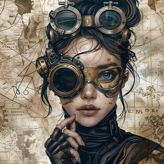Steampunk women decoupage paper ラッピングペーパーシート