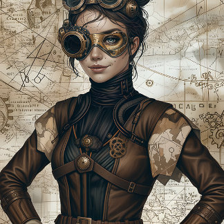 Steampunk women decoupage paper ラッピングペーパーシート