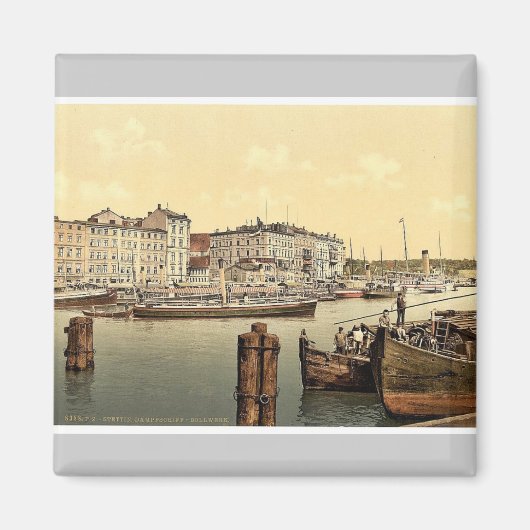 Steamship wharf, Stettin Harbor, Pommeraina, Germa マグネット (正面)