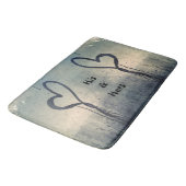 SteamyハートズHisとHer Beige Blue Gray バスマット (アングル)