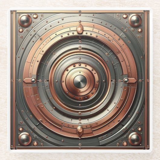 steel and copper metal object ガラスコースター (正面)