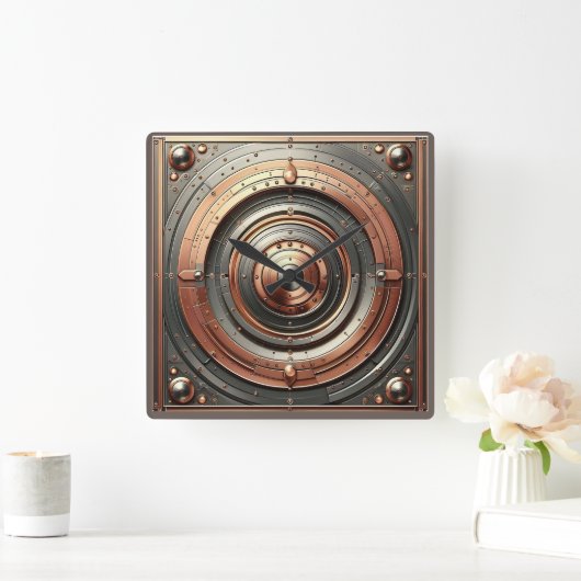steel and copper metal object スクエア壁時計 (ホーム)