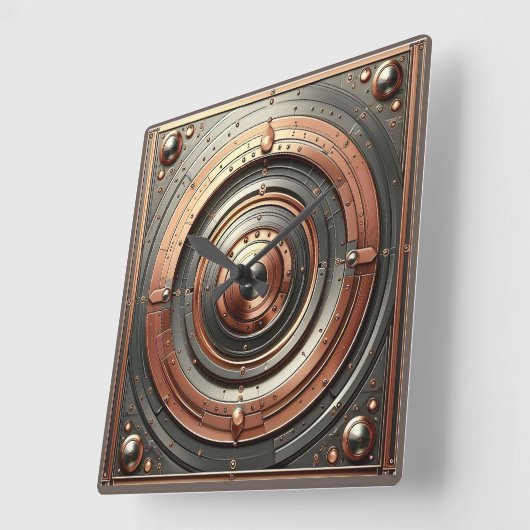 steel and copper metal object スクエア壁時計 (傾斜)