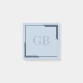 Steel Blue Bold Corners Elegant Monogram ポストイット (正面)