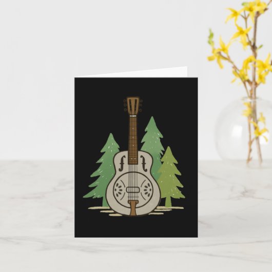 Steel Dobro Forest Rustic Music Lover Art  カード (黄色い花)