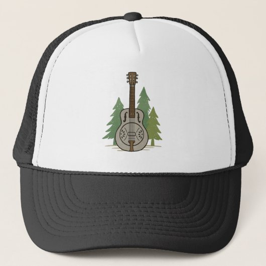 Steel Dobro Forest-Rustic Music Lover trucker hat キャップ (正面)
