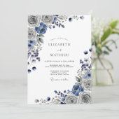Steel Gray Lustrous Winter Wedding 招待状 (スタンド正面)