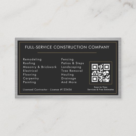 Steel Home Renovation Black QR Code 名刺 (裏面)