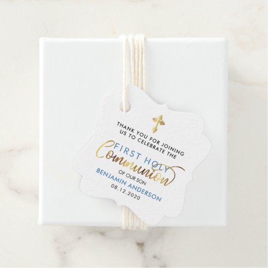 Steelblueと金ゴールド初の聖餐会ありがとう フェイバータグ (インサイチュ)