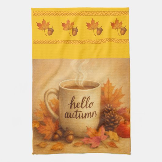 Steeped in Season Wide Border Kitchen Towels キッチンタオル (縦)