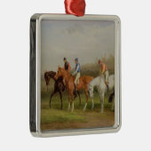 Steeplechasing: 最初に(キャンバスの油) メタルオーナメント (右)