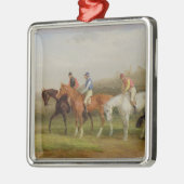 Steeplechasing: 最初に(キャンバスの油) メタルオーナメント (左)