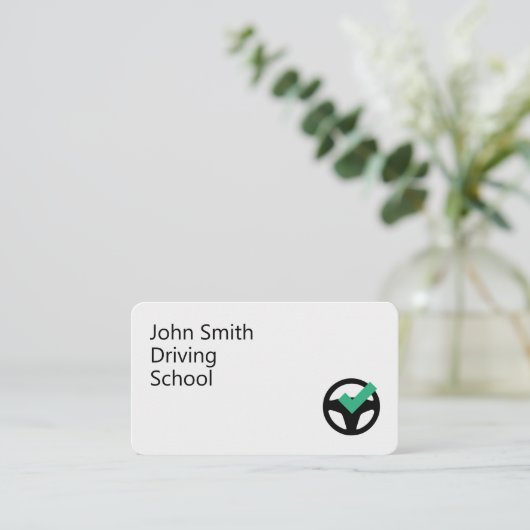 Steering Wheel & checkmark - Driving School 名刺 (スタンド正面)