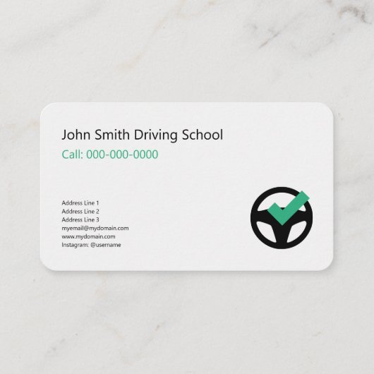 Steering Wheel & checkmark - Driving School 名刺 (裏面)