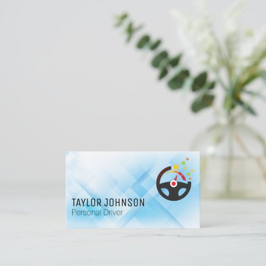 SteeringWheelデジタルロゴ |宅配便 名刺 (スタンド正面)