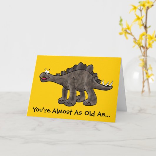 Stegosaurus Birthday Card カード (黄色い花)