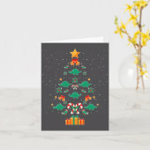 Stegosaurus Dinosaur Christmas Tree Xmas Long Slee カード (黄色い花)