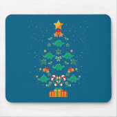 Stegosaurus Dinosaur Christmas Tree Xmas Long Slee マウスパッド (正面)