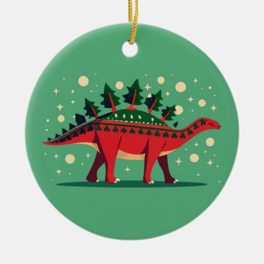 Stegosaurus Evergreen Delight Ornament セラミックオーナメント (正面)
