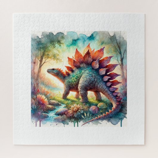 Stegosaurus in Watercolor 180724AREF126 - Watercol ジグソーパズル (縦)