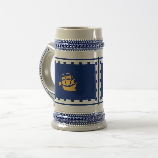 Stein Mug with Flag of Quebec City, Canada ビールジョッキ (正面左)