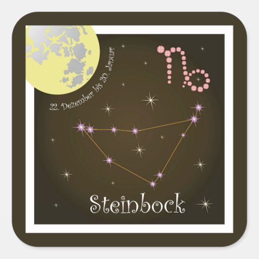 Steinbock 22. Dezember bis 20. Januar Aufkleber スクエアシール (正面)