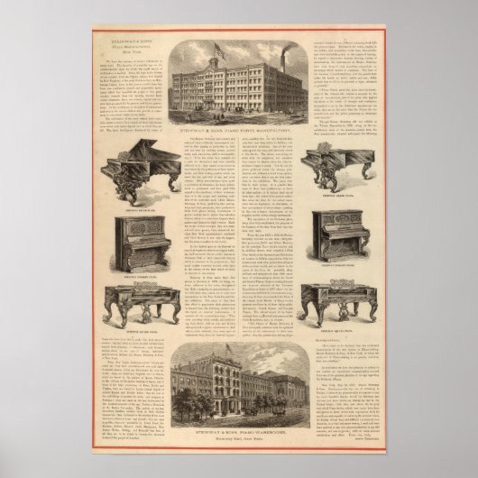 Steinway and Sons、ピアノ・メーカー ポスター (正面)