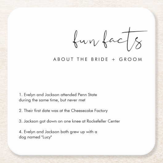 STELAおもしろい新郎新婦の現状 スクエアペーパーコースター (正面)